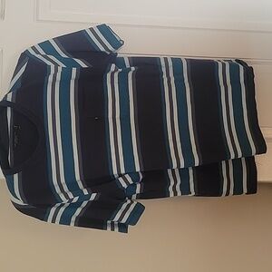 Junk Food Clothing Men's Blue Striped Pocket Tshirt In Size Large